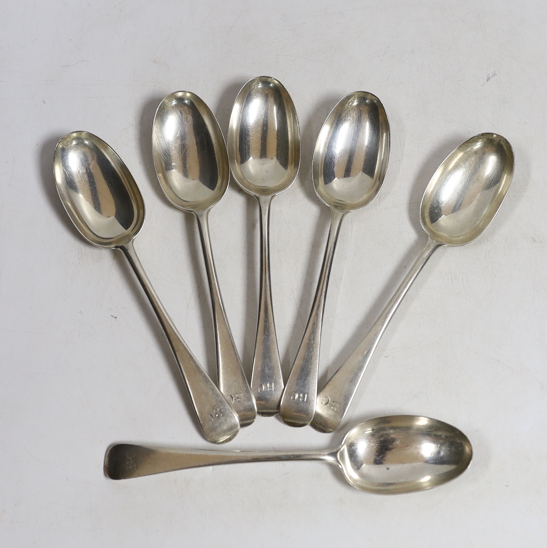 A set of six George V silver Old English pattern dessert spoons, Josiah Williams & Co, London, 1916